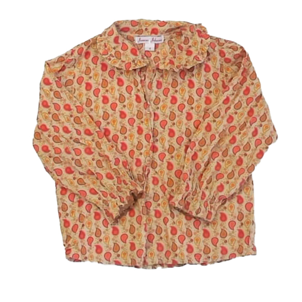 Jeanine Johnsen Girls Green | Red Paisley Blouse size: 4T